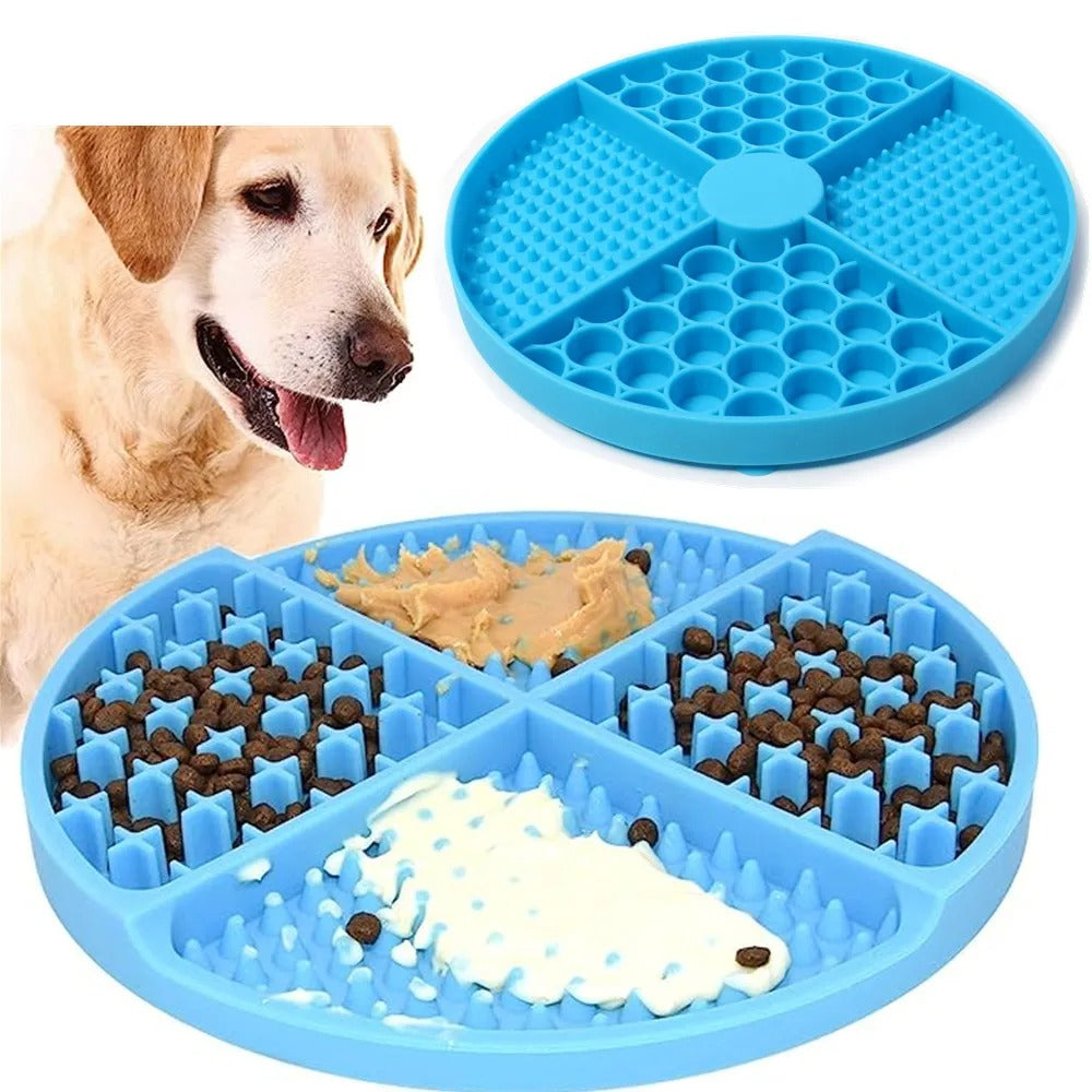 tapis-de-lechage-chien-design-bleu