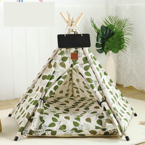 tente-tipi-pour-chien-feuilles-vertes