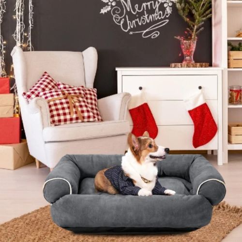 canape-pour-chien-doux-gris