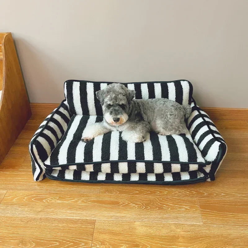 canape-pour-chien-xxl-a-rayure-noir