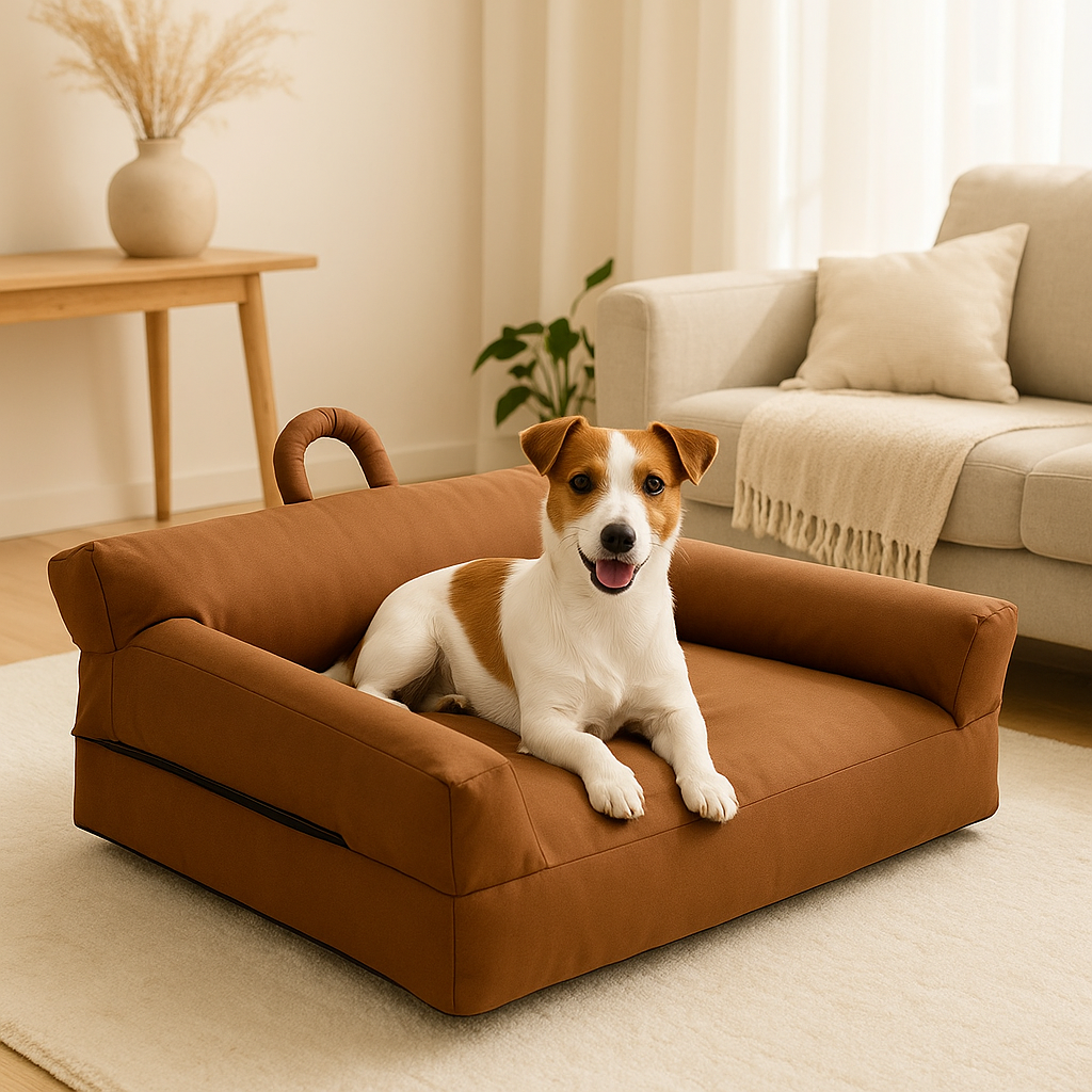 Fauteuil chien couleur café

