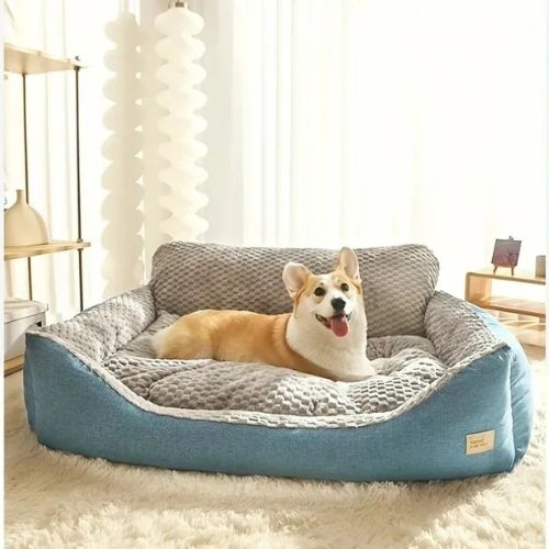 Grand canapé pour chien bleu doux et confortable