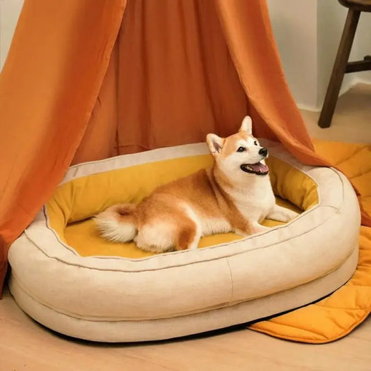 panier-orthopédique-chien-jaune